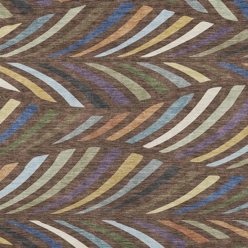 Brown And Plum Abstract Washable Indoor Outdoor Area Rug Photo 2