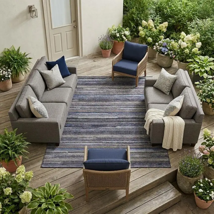 Brown And Plum Striped Washable Indoor Outdoor Area Rug Photo 1