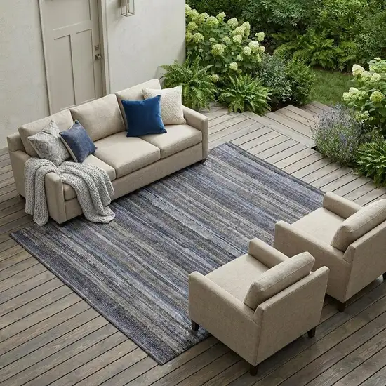 Brown And Plum Striped Washable Indoor Outdoor Area Rug Photo 1