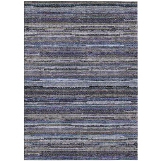Brown And Plum Striped Washable Indoor Outdoor Area Rug Photo 2