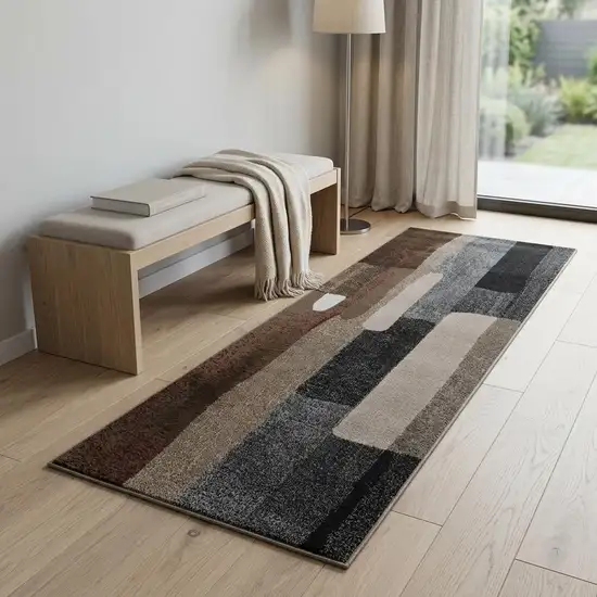 Brown And Red Abstract Area Rug Photo 1