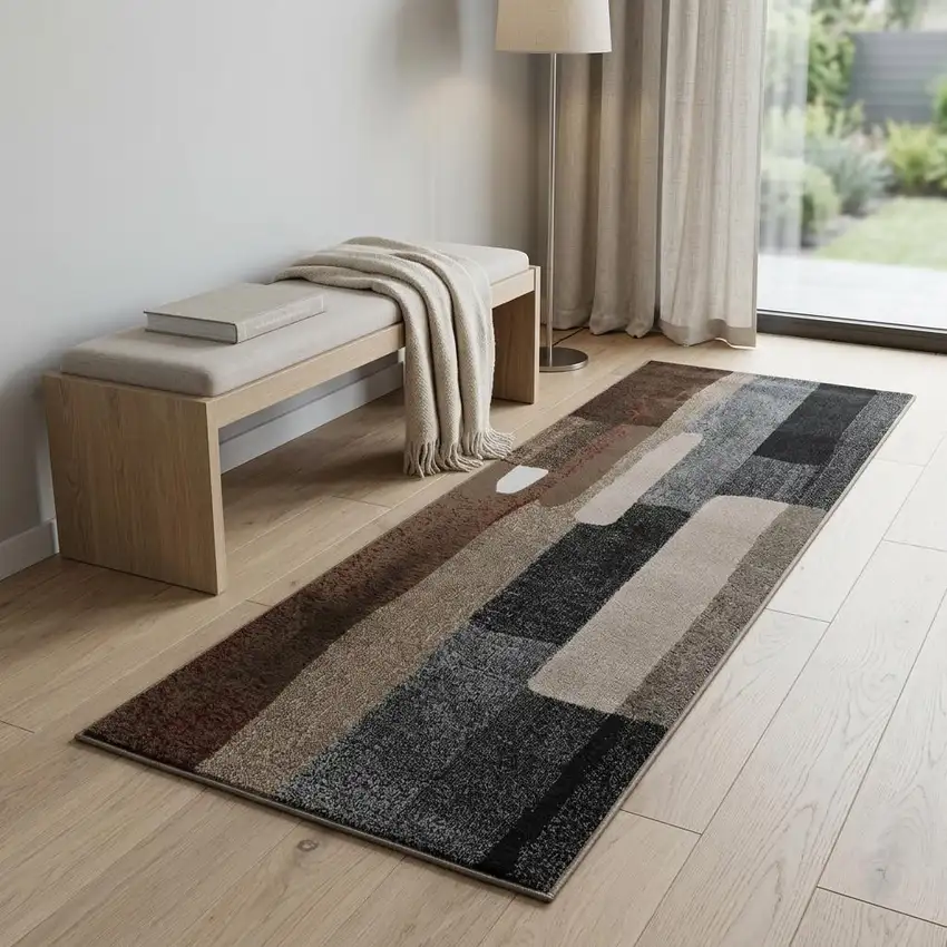 Brown And Red Abstract Area Rug Photo 1