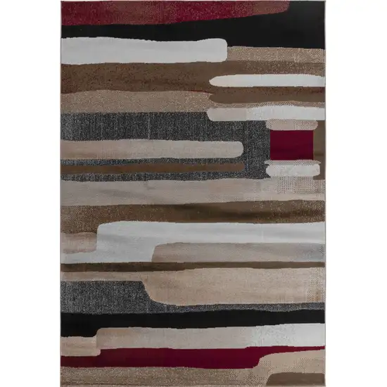 Brown And Red Abstract Area Rug Photo 4