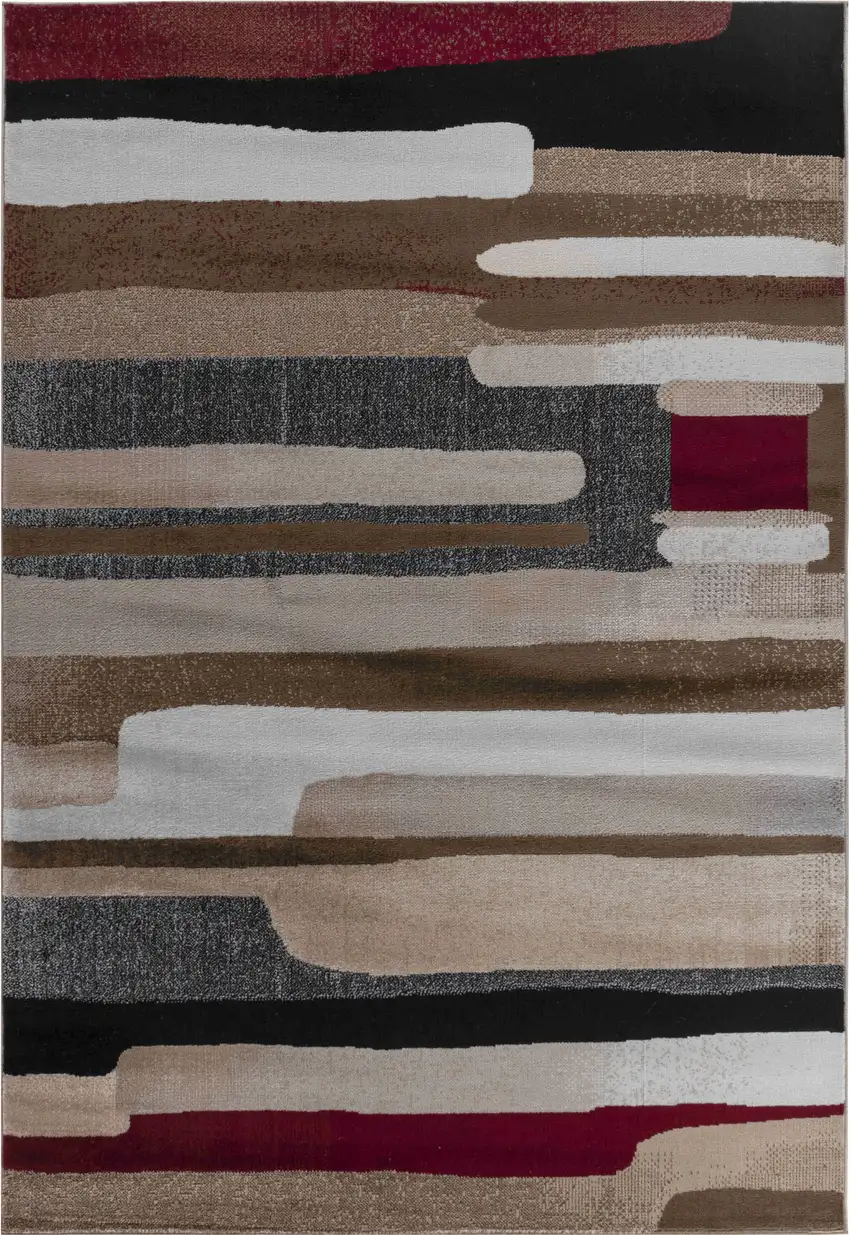 Brown And Red Abstract Area Rug Photo 4
