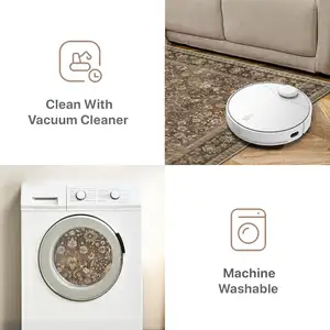 Photo of Brown And Red Floral Washable Area Rug