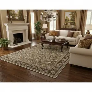 Photo of Brown And Red Floral Washable Area Rug