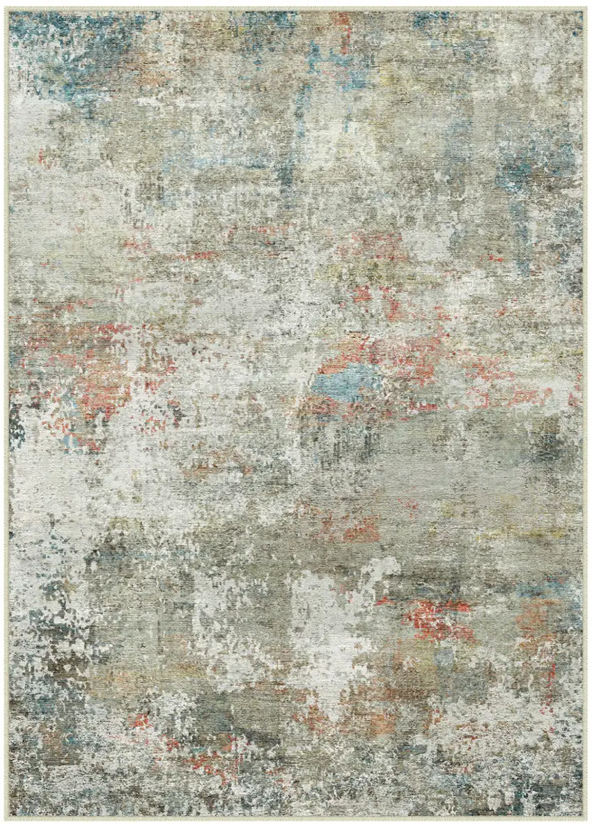 Brown And Red Floral Washable Area Rug Photo 4