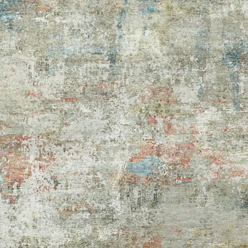 Brown And Red Floral Washable Area Rug Photo 5