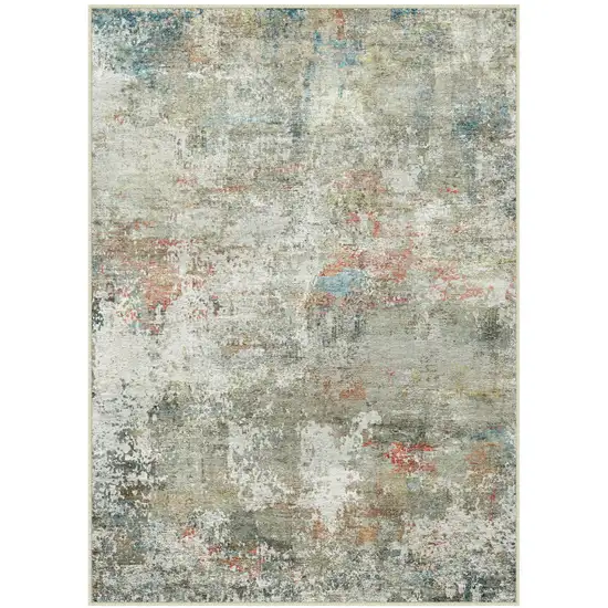 Ivory Light Green And Blue Abstract Washable Area Rug Photo 2