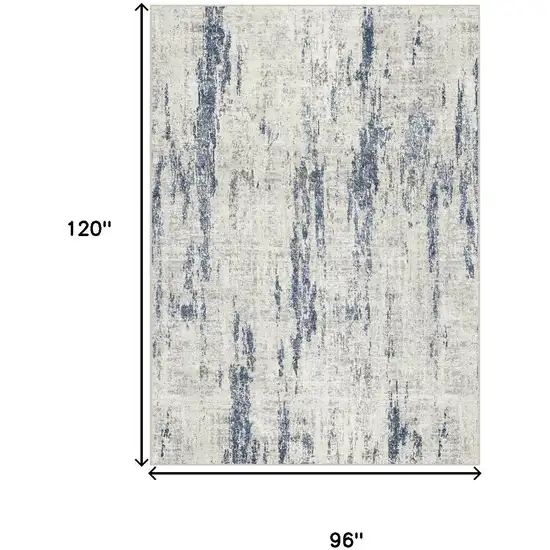 Ivory And Slate Blue Abstract Washable Area Rug Photo 3