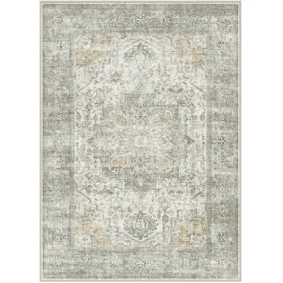 Brown And Red Floral Washable Area Rug Photo 3