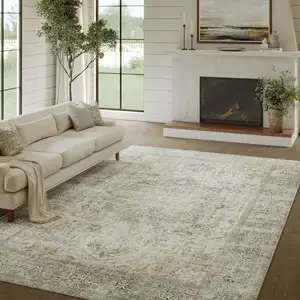 Photo of Brown And Red Floral Washable Area Rug