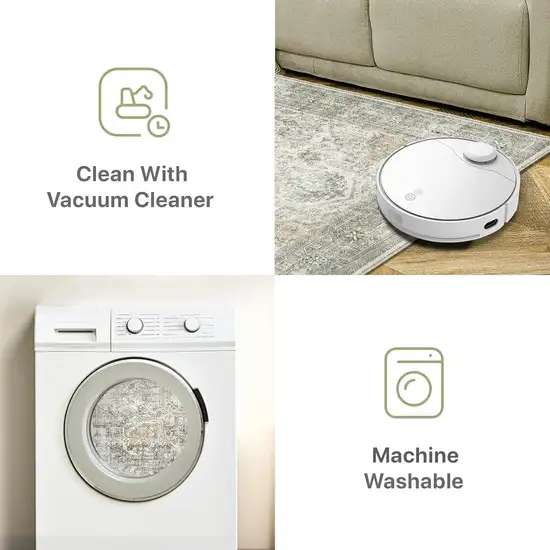 Brown And Red Floral Washable Area Rug Photo 5