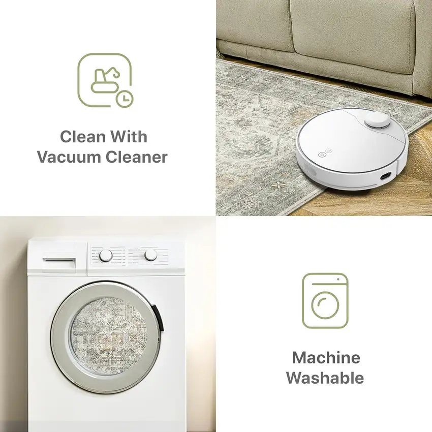 Brown And Red Floral Washable Area Rug Photo 5