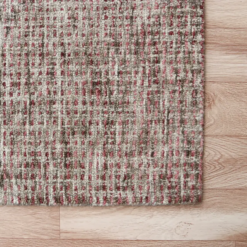 Brown And Red Wool Checkered Hand Tufted Square Rug Photo 9