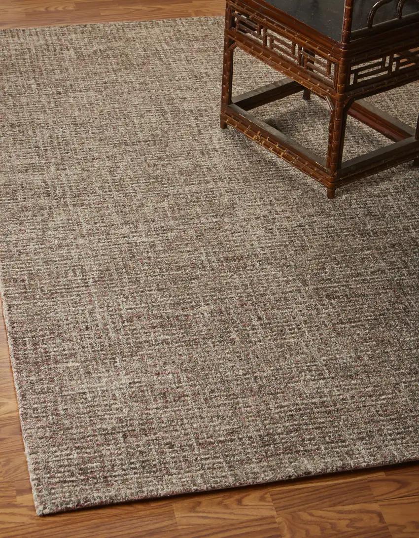 Brown And Red Wool Checkered Hand Tufted Square Rug Photo 6