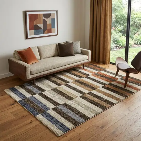 Brown And Rust Geometric Area Rug Photo 1
