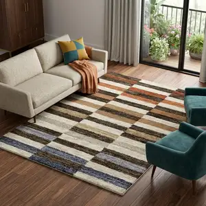 Photo of Brown And Rust Geometric Area Rug