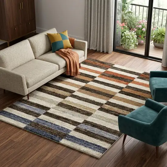 Brown And Rust Geometric Area Rug Photo 1