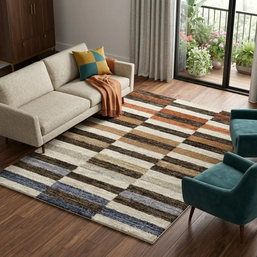 Brown And Rust Geometric Area Rug Photo 1