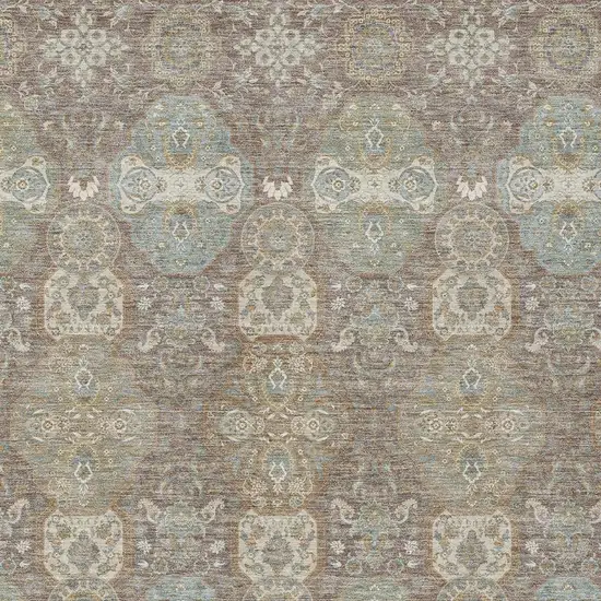 Brown And Sage Floral Washable Indoor Outdoor Area Rug Photo 3