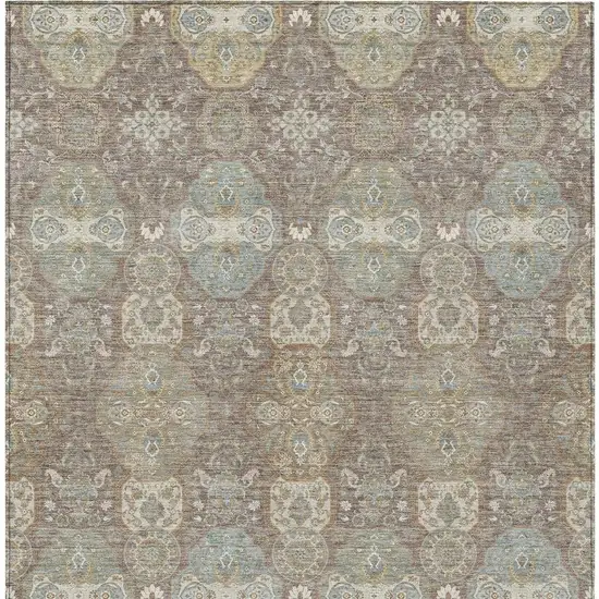 Brown And Sage Floral Washable Indoor Outdoor Area Rug Photo 4
