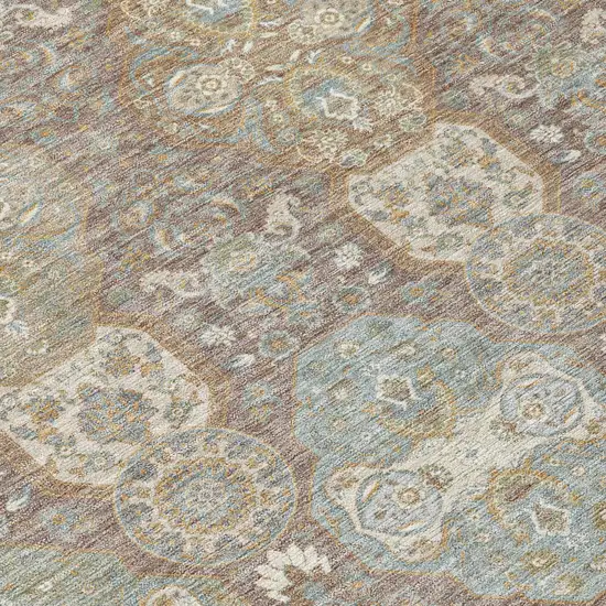 Brown And Sage Floral Washable Indoor Outdoor Area Rug Photo 6