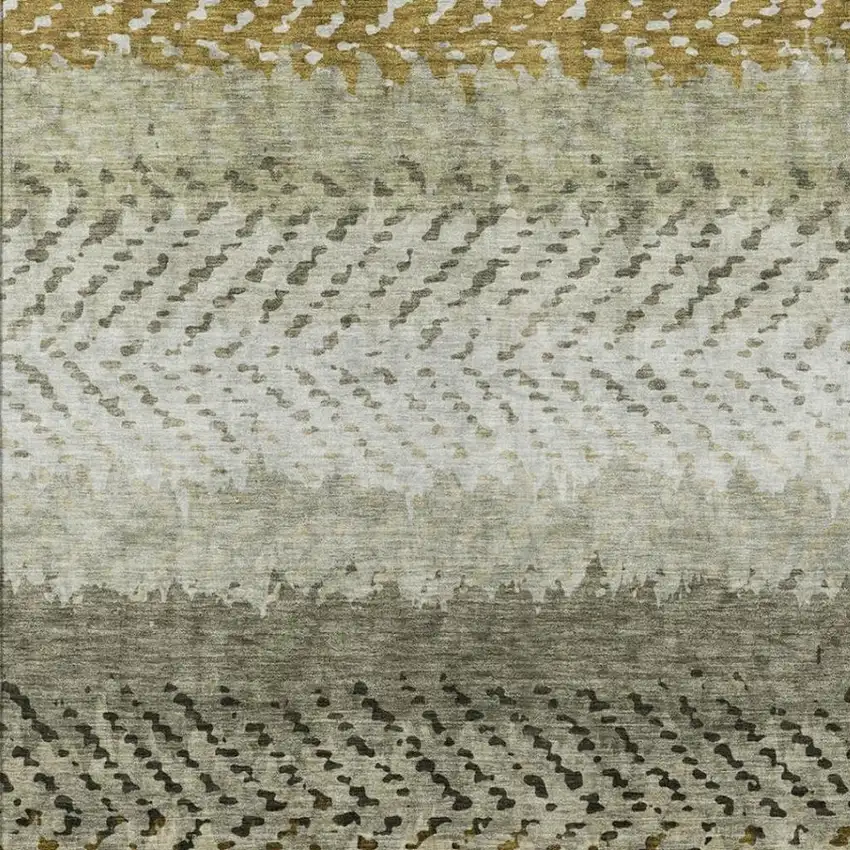 Brown And Sage Striped Washable Indoor Outdoor Area Rug Photo 3