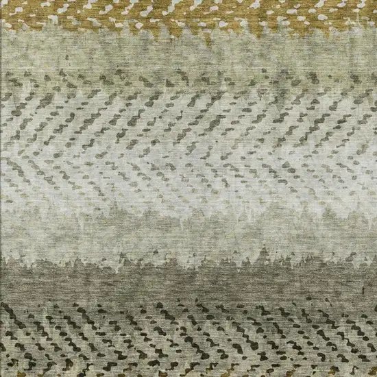 Brown And Sage Striped Washable Indoor Outdoor Area Rug Photo 3