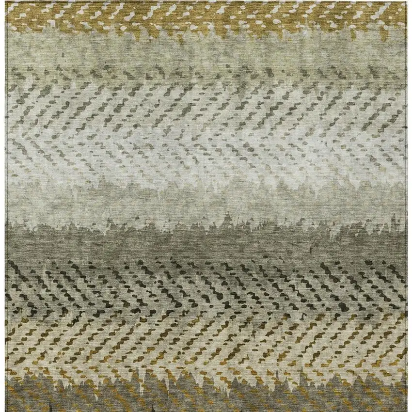 Brown And Sage Striped Washable Indoor Outdoor Area Rug Photo 4