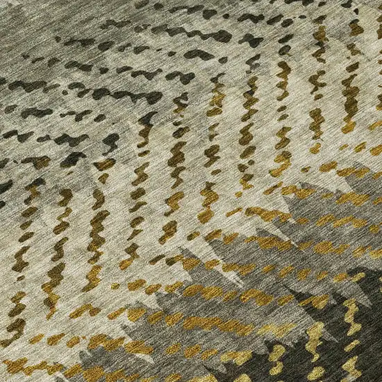 Brown And Sage Striped Washable Indoor Outdoor Area Rug Photo 6