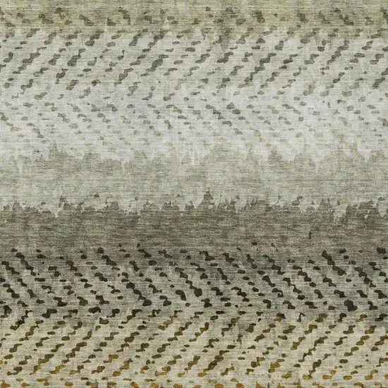 Brown And Sage Striped Washable Indoor Outdoor Area Rug Photo 3