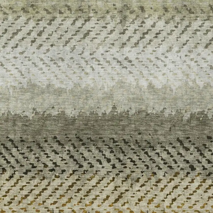 Brown And Sage Striped Washable Indoor Outdoor Area Rug Photo 3