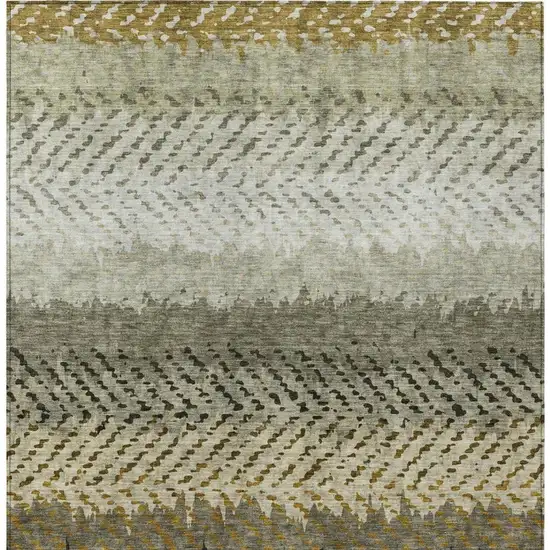 Brown And Sage Striped Washable Indoor Outdoor Area Rug Photo 4