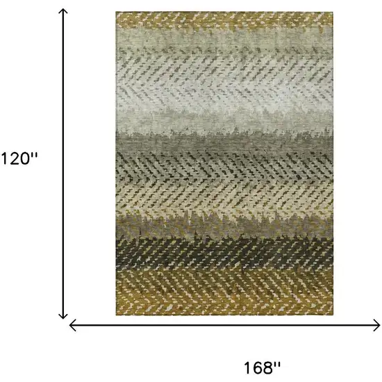 Brown And Sage Striped Washable Indoor Outdoor Area Rug Photo 7