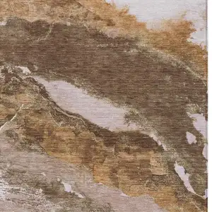 Photo of Brown And Silver Abstract Washable Indoor Outdoor Area Rug