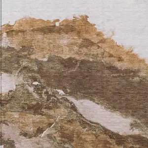 Photo of Brown And Silver Abstract Washable Indoor Outdoor Area Rug