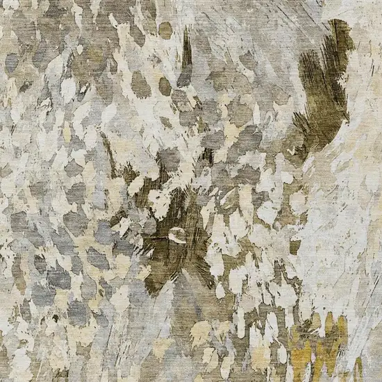 Brown And Silver Abstract Washable Indoor Outdoor Area Rug Photo 3