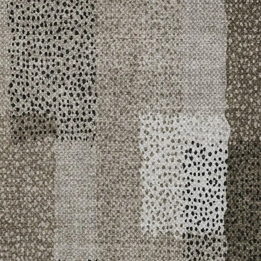 Brown And Silver Abstract Washable Indoor Outdoor Area Rug Photo 4