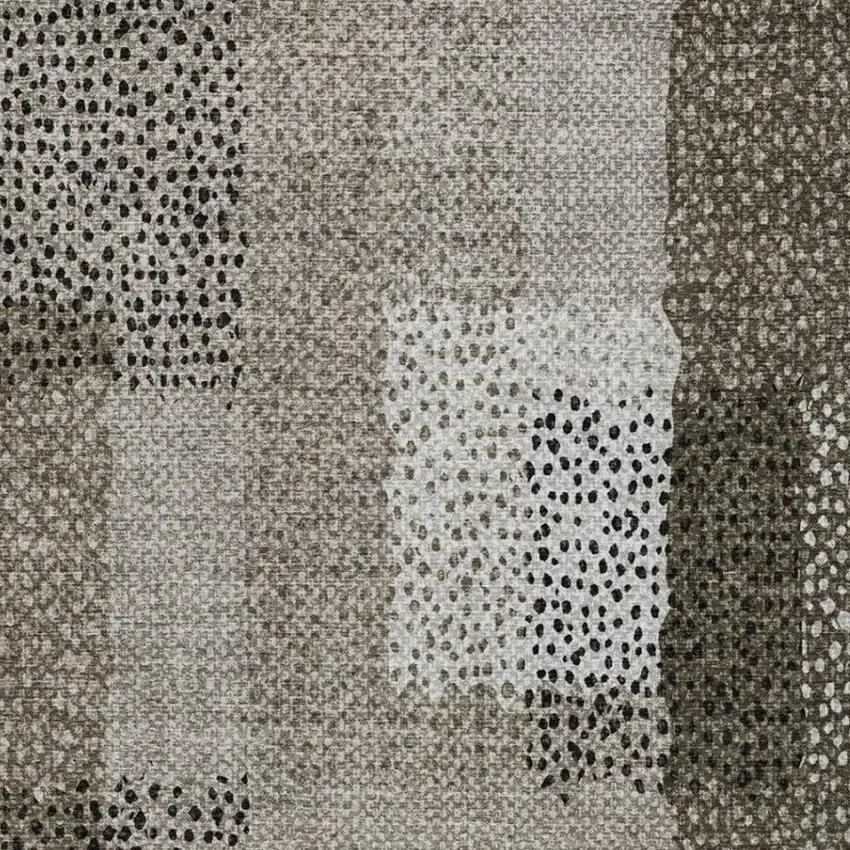Brown And Silver Abstract Washable Indoor Outdoor Area Rug Photo 9