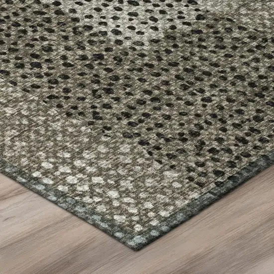 Brown And Silver Abstract Washable Indoor Outdoor Area Rug Photo 7