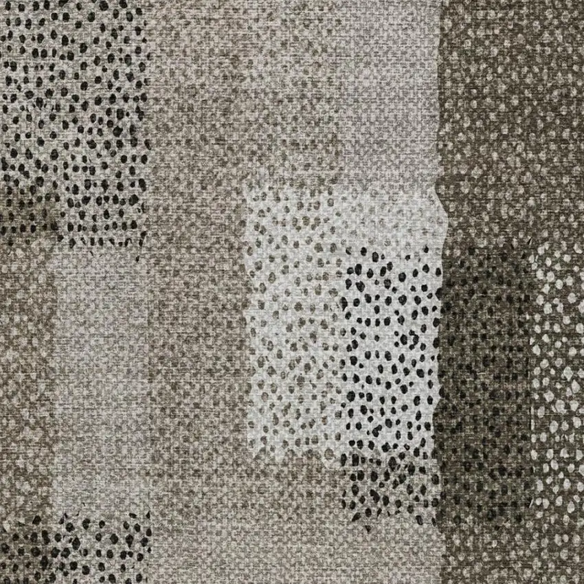Brown And Silver Abstract Washable Indoor Outdoor Area Rug Photo 8