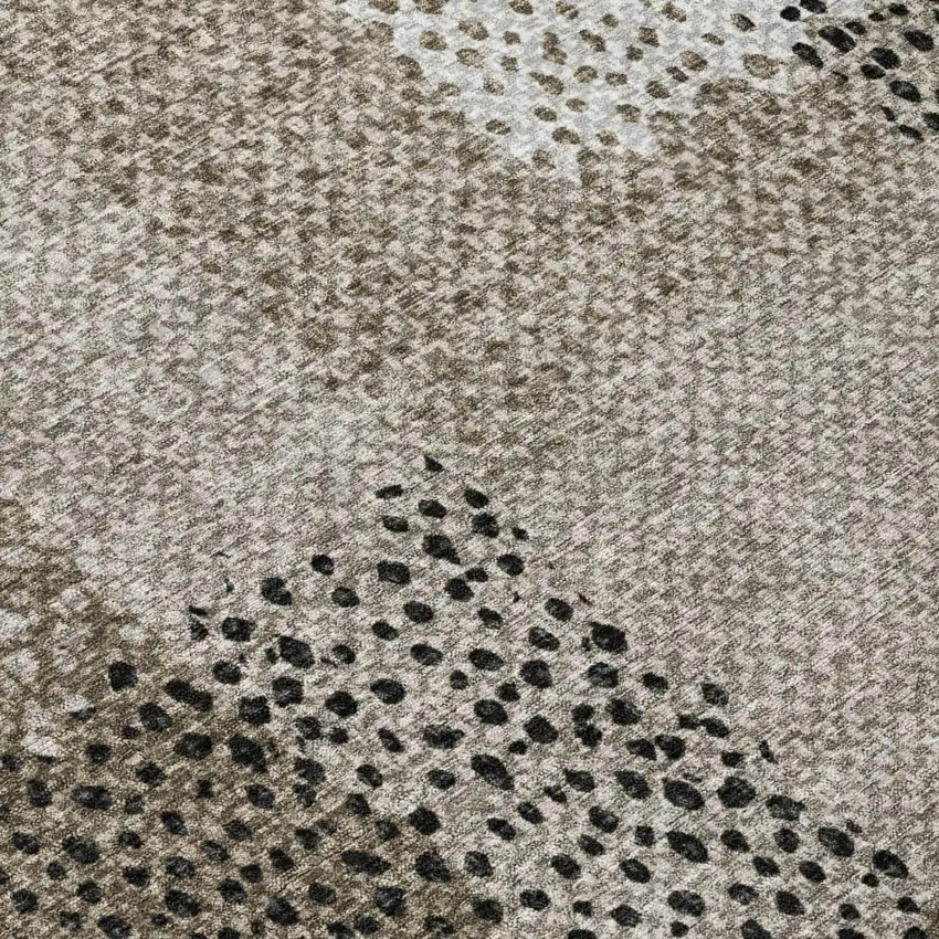 Brown And Silver Abstract Washable Indoor Outdoor Area Rug Photo 6