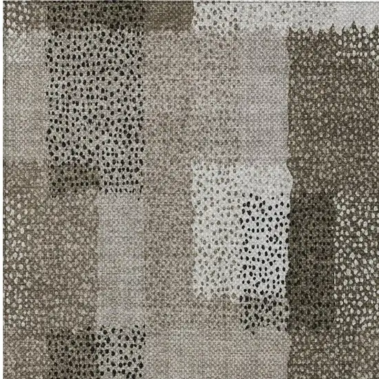 Brown And Silver Abstract Washable Indoor Outdoor Area Rug Photo 5
