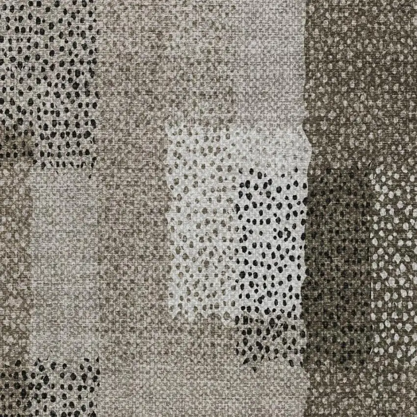 Brown And Silver Abstract Washable Indoor Outdoor Area Rug Photo 4