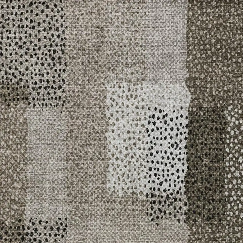 Brown And Silver Abstract Washable Indoor Outdoor Area Rug Photo 9