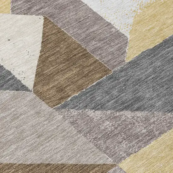 Brown And Silver Geometric Washable Indoor Outdoor Area Rug Photo 5