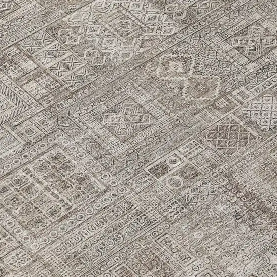 Brown And Silver Oriental Washable Indoor Outdoor Area Rug Photo 4