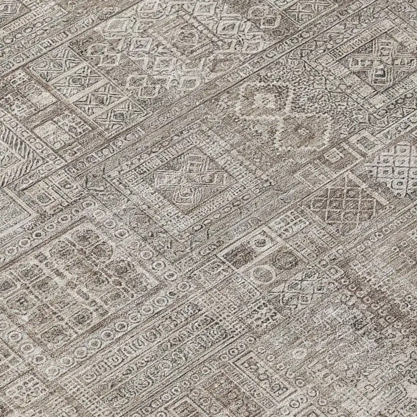 Brown And Silver Oriental Washable Indoor Outdoor Area Rug Photo 4