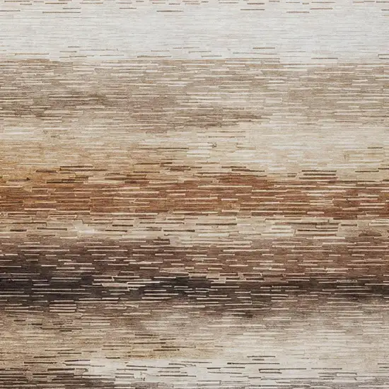 Brown And Silver Striped Washable Indoor Outdoor Area Rug Photo 3